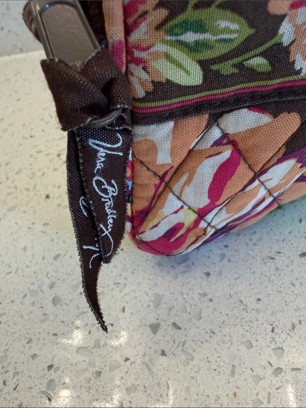 Vera Bradley Brown Floral Quilted Wristlet Convertible Clutch - English Rose